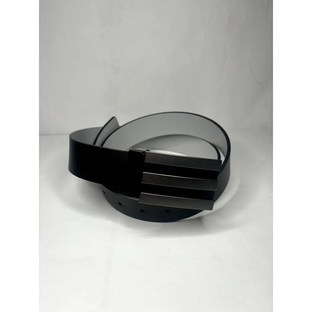 Adidas Three Line Men's Black Leather Removable Belt NWOT